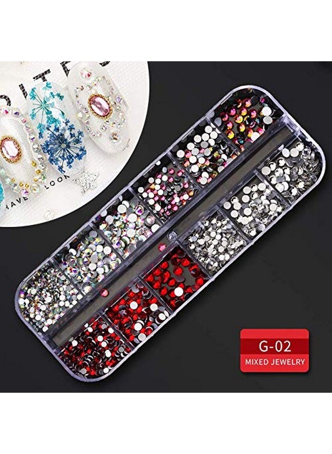 Artdone 9 boxes Nail Rhinestones,Nail Gems Nail Diamonds,Nail Art Studs Nail Crystals Nail Sequins for Nails Kit with 1 Tweezers and 3 Pen for Nail Art Supplies Accessories