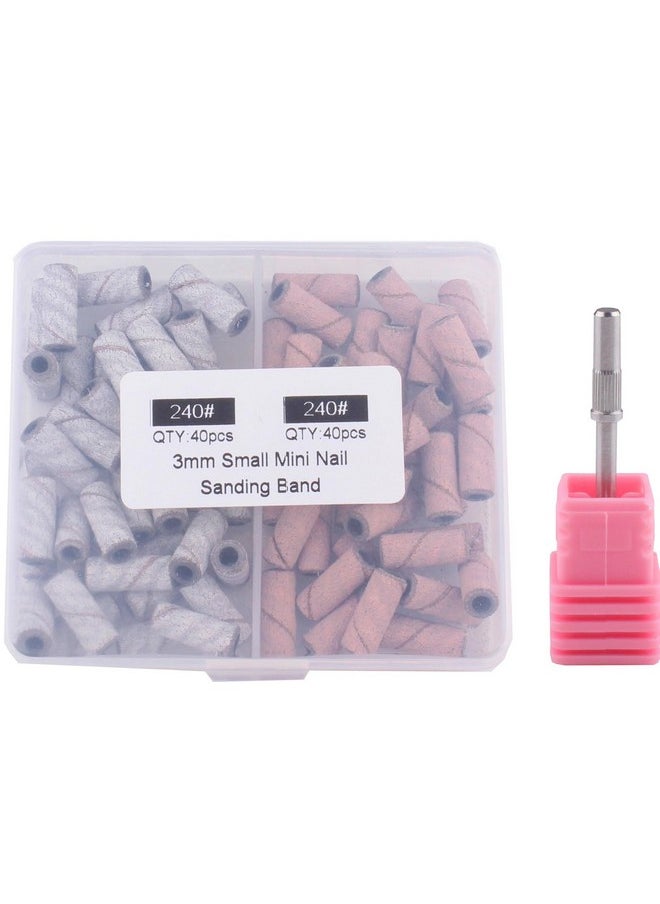 MZCMSL Small Sanding Bands 240 Grit for Nail Drill, 80pcs Nail Sanding Bands with 3mm Mandrel Bit for Acrylic Nails Cuticle Nail Prep(240#)