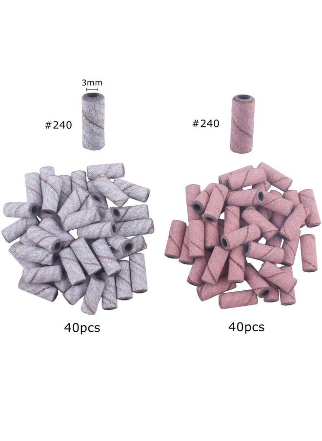 MZCMSL Small Sanding Bands 240 Grit for Nail Drill, 80pcs Nail Sanding Bands with 3mm Mandrel Bit for Acrylic Nails Cuticle Nail Prep(240#)
