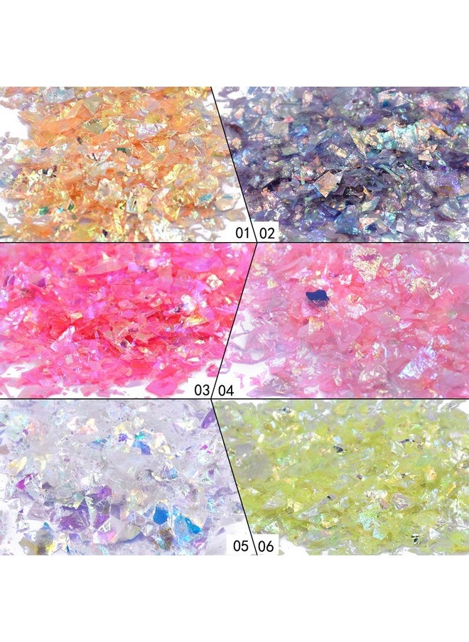 Yeslady Nail Glitters Mylar Slices Sequins Chunky Iridescent Flakes Round Mermaid Charms DIY Art Sticker Tips Decoration 24Boxes