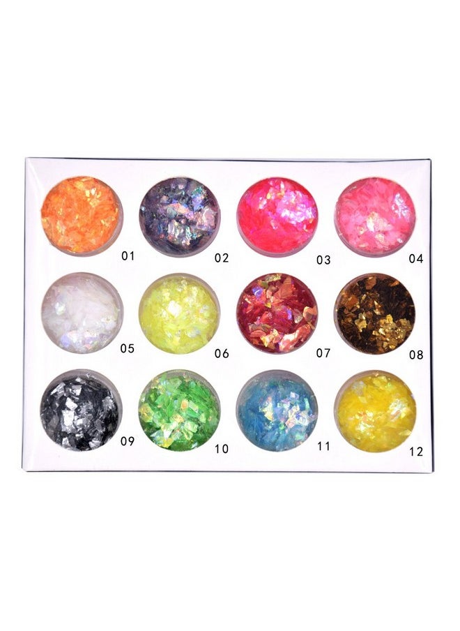 Yeslady Nail Glitters Mylar Slices Sequins Chunky Iridescent Flakes Round Mermaid Charms DIY Art Sticker Tips Decoration 24Boxes