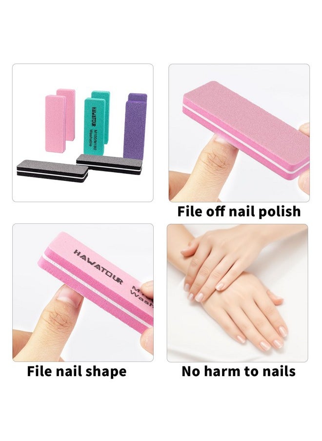 HAWATOUR Nail Files and Buffers, 8 Pieces Manicure Kit for Acrylic and Natural Nails, 100/180 Grit Rectangular Art Care Buffer Block Tools Home Salon