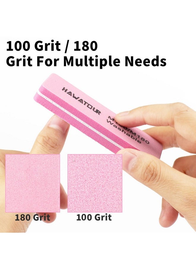 HAWATOUR Nail Files and Buffers, 8 Pieces Manicure Kit for Acrylic and Natural Nails, 100/180 Grit Rectangular Art Care Buffer Block Tools Home Salon