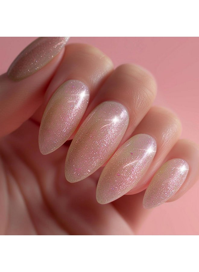 AHAMIOU Nail Polish Holographic Pink Shimmer Gel Nails Glitter Set Sparkly Shiny Reflective Nail Polish Kit Neutral Sheer Nude Gel Polish Diamond Gel for Home Salon DIY,6PCS