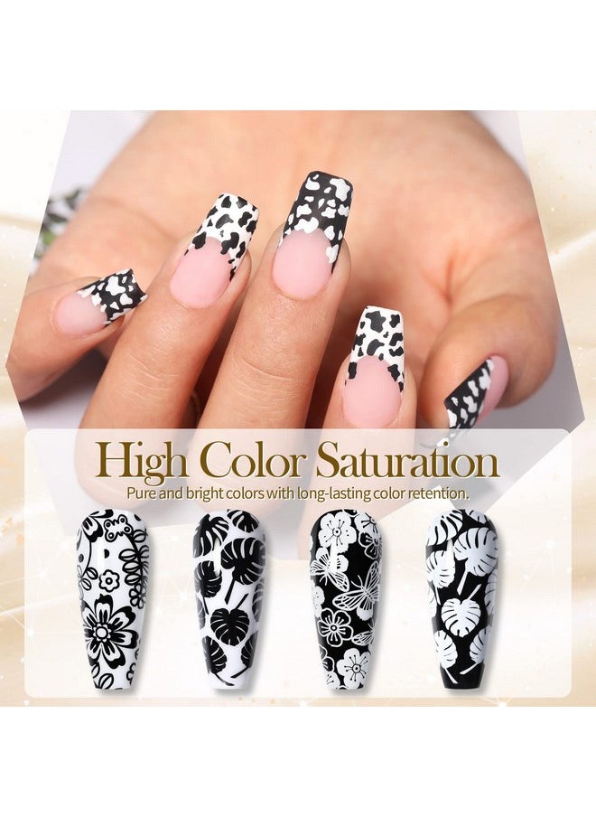 Born Pretty Nail Art Stamping Polish White Black Manicure Image Stamp Polish Set Print Polish Varnish 2 Bottles