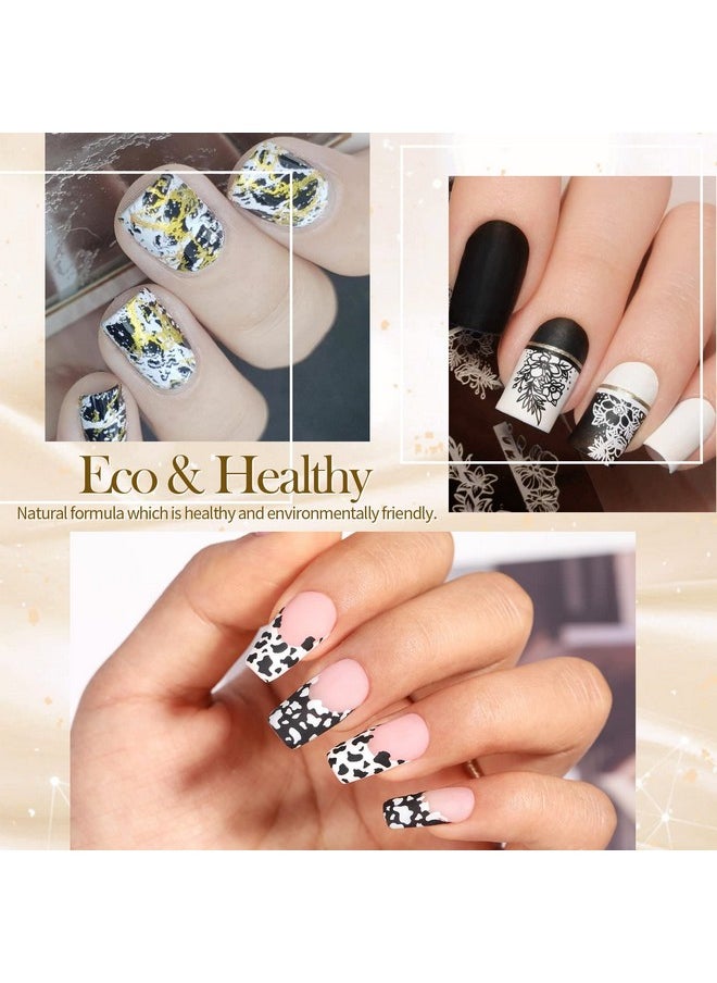 Born Pretty Nail Art Stamping Polish White Black Manicure Image Stamp Polish Set Print Polish Varnish 2 Bottles