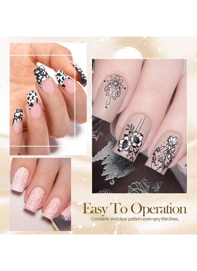 Born Pretty Nail Art Stamping Polish White Black Manicure Image Stamp Polish Set Print Polish Varnish 2 Bottles