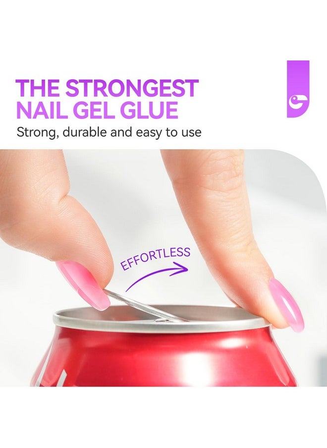 UV Glue for Nails - 6 in 1 UV Nail Glue with Jelly Gel Polish Base Coat,Gelike EC Strong Adhesive for Press on Nails Acrylic Tips,Ideal for Salon and Beginners