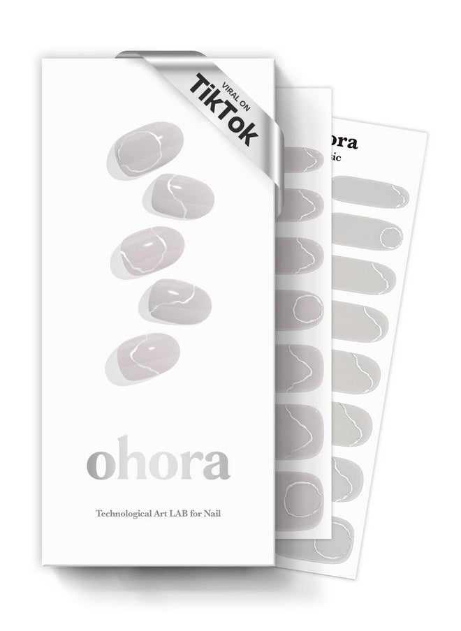 ohora Semi Cured Gel Nail Strips (N Silky Way) - Nude, Metallic, Works with Any UV/LED Nail Lamps, Salon-Quality, Easy to Apply & Remove - Christmas Gel Nail Wraps, stickers, Christmas stockings