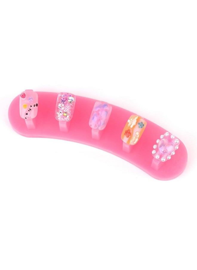 Rolabling 3pcs False Nail Art Tips Practice Display Stand Tool with 10 pcs False Nail Tips for Gel Nail Polish DIY Nail Training Tools (Rose) (display stand)