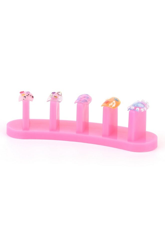 Rolabling 3pcs False Nail Art Tips Practice Display Stand Tool with 10 pcs False Nail Tips for Gel Nail Polish DIY Nail Training Tools (Rose) (display stand)
