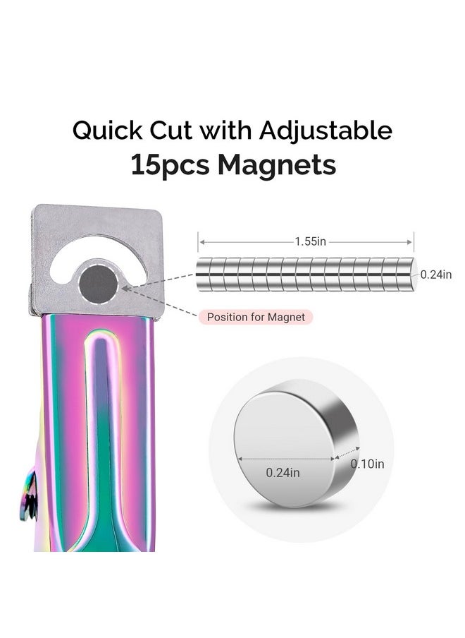 MelodySusie Acrylic Nail Clippers with 15pcs Magnet Sizers, Professional Nail Clippers Cutters for Long Acrylic Gel Nails Tips, Adjustable Stainless Nail Trimmer, Manicure Tool for Salon Home, Rainbow