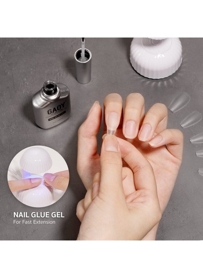 GAOY 2Pcs 16ml Gel Nail Glue, Glue Gel for Acrylic Nails Tips, 2 in 1 Nail Glue and Base Gel, Nail Lamp Needed