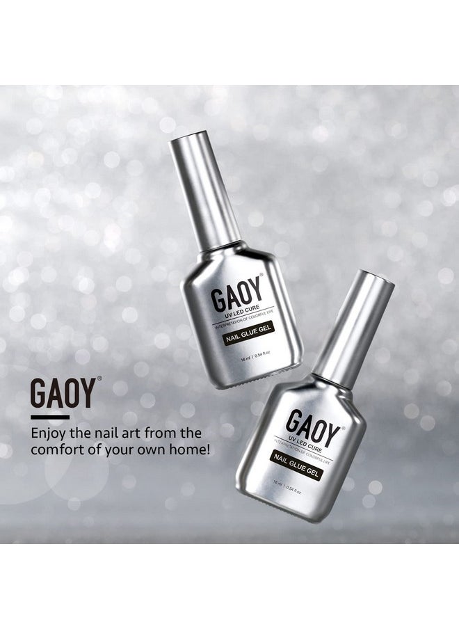 GAOY 2Pcs 16ml Gel Nail Glue, Glue Gel for Acrylic Nails Tips, 2 in 1 Nail Glue and Base Gel, Nail Lamp Needed