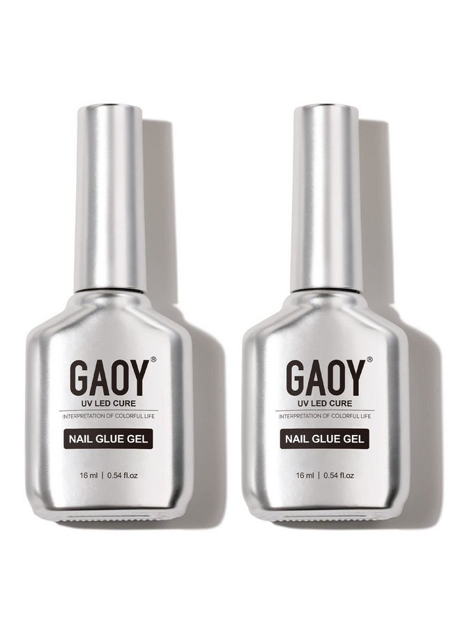 GAOY 2Pcs 16ml Gel Nail Glue, Glue Gel for Acrylic Nails Tips, 2 in 1 Nail Glue and Base Gel, Nail Lamp Needed