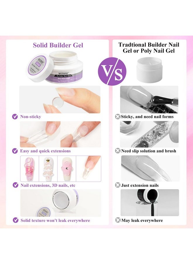 MIZHSE Solid Builder Gel for Nails, 60g Large Capacity Clear Hard Gel for Nails 3D Sculpting Gel Non-Sticky Hand Carving Gel U V/LED Nail Extension Gel with 3D Silicone Mold Nail Art Salon Home DIY