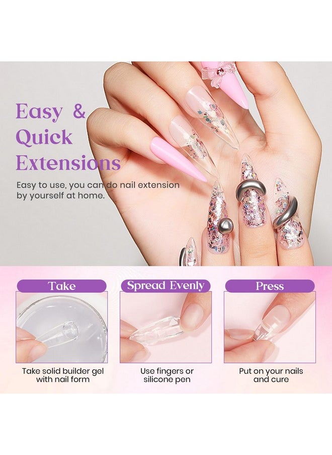 MIZHSE Solid Builder Gel for Nails, 60g Large Capacity Clear Hard Gel for Nails 3D Sculpting Gel Non-Sticky Hand Carving Gel U V/LED Nail Extension Gel with 3D Silicone Mold Nail Art Salon Home DIY