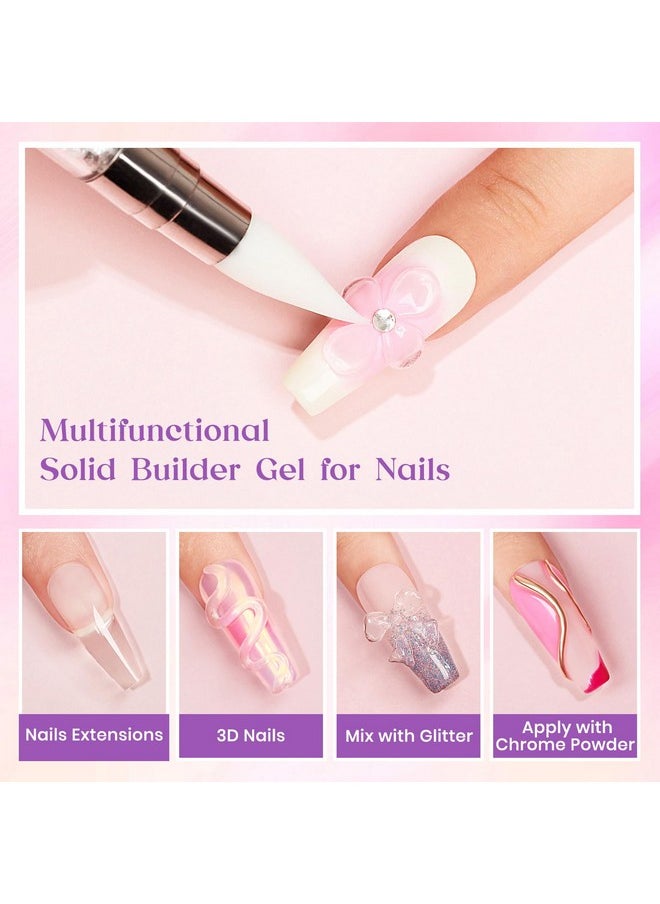 MIZHSE Solid Builder Gel for Nails, 60g Large Capacity Clear Hard Gel for Nails 3D Sculpting Gel Non-Sticky Hand Carving Gel U V/LED Nail Extension Gel with 3D Silicone Mold Nail Art Salon Home DIY