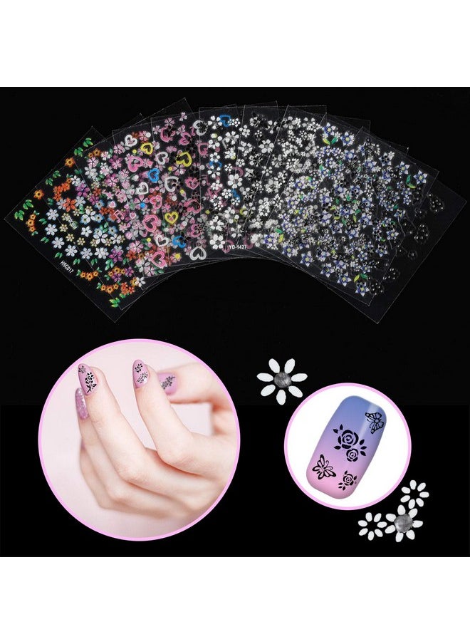 5000 Pieces Flower Nail Stickers 100 Sheets 3D Self-Adhesive Nail Floral Stickers Multi-Design Flower Nail Decals Multicolor Flower Manicure Stickers with Tweezer (Classic-Chic Floral Series)