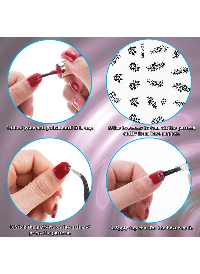 5000 Pieces Flower Nail Stickers 100 Sheets 3D Self-Adhesive Nail Floral Stickers Multi-Design Flower Nail Decals Multicolor Flower Manicure Stickers with Tweezer (Classic-Chic Floral Series)