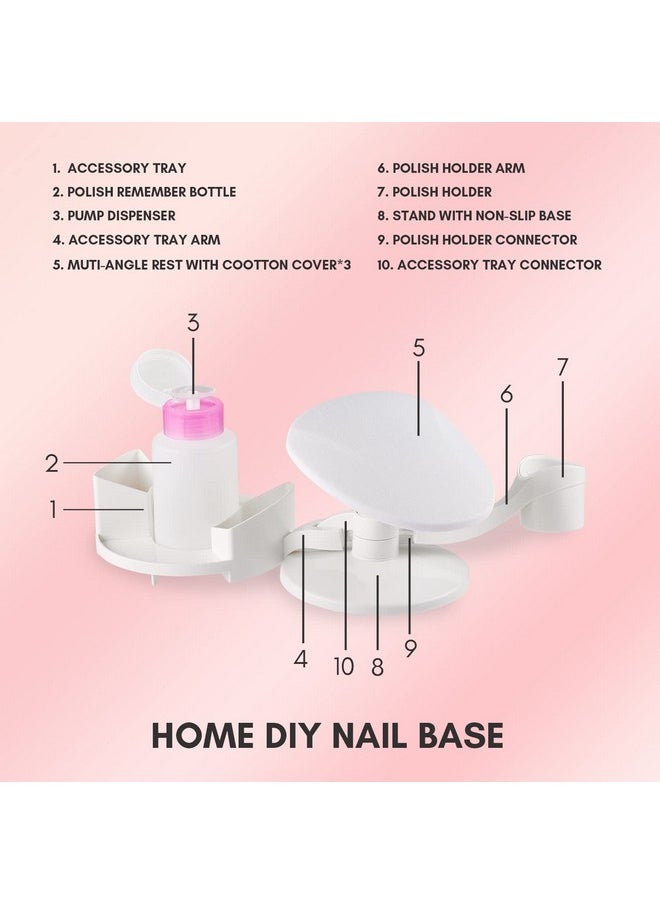 Makartt Nail Stand Hand Rest for Nails, Manicure Supplies, Nail Station Foot Rest for Pedicure with Multi Angle & Polish Trays, Nail Polish Stand Nail supplies for Salon Home DIY