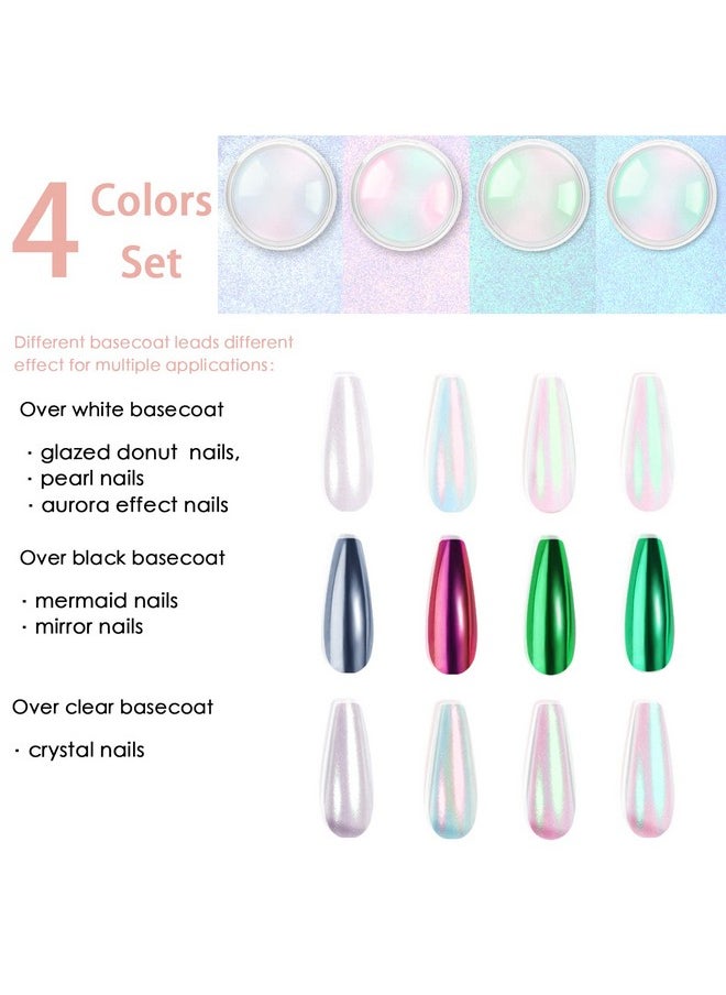 Allstarry Chrome Nail Powder Metallic Mirror Effect Pigment Iridescent Aurora, Mermaid Pearl Glitter Dust Kit for Gel Polish Nail Art Decoration, Resin Craft- Violet Green Emerald