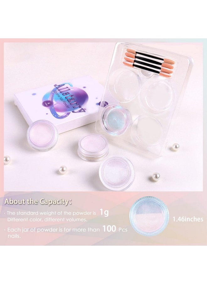 Allstarry Chrome Nail Powder Metallic Mirror Effect Pigment Iridescent Aurora, Mermaid Pearl Glitter Dust Kit for Gel Polish Nail Art Decoration, Resin Craft- Violet Green Emerald