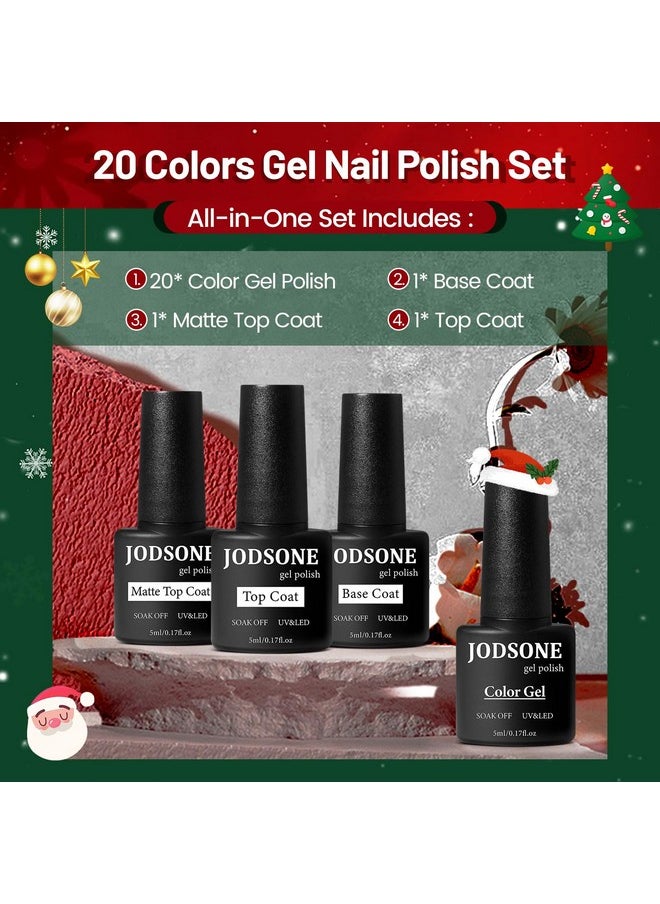 JODSONE 23 PCS Gel Nail Polish Set with Base Glossy and Matte Top Coat Multicolored Gel Nail Long Lasting Suitable for All Seasons
