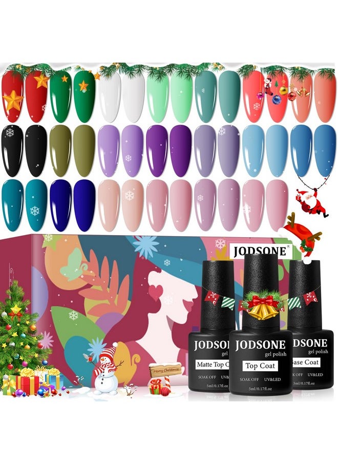 JODSONE 23 PCS Gel Nail Polish Set with Base Glossy and Matte Top Coat Multicolored Gel Nail Long Lasting Suitable for All Seasons