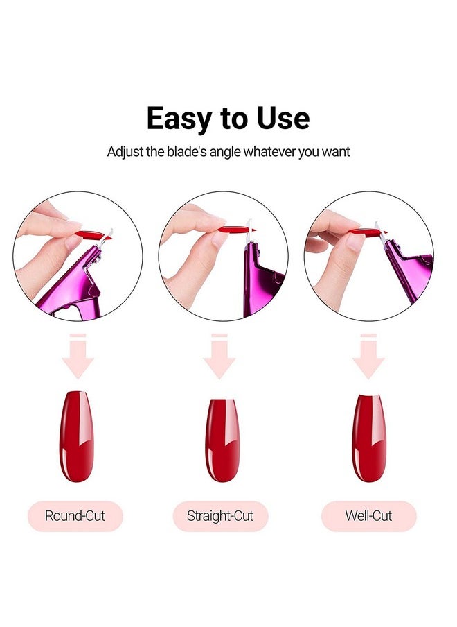 MelodySusie Acrylic Nail Clippers, Professional Nail Clippers Cutters for Acrylic Nails Fake Nail Tips, Adjustable Stainless Nail Trimmer, Manicure Tool for Salon Home Nail Art, Plum