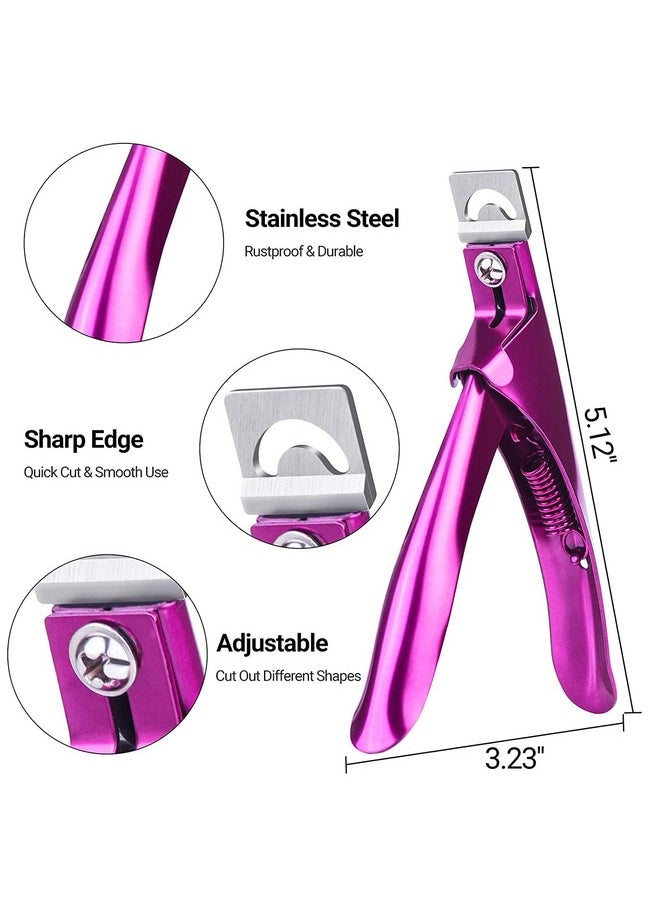 MelodySusie Acrylic Nail Clippers, Professional Nail Clippers Cutters for Acrylic Nails Fake Nail Tips, Adjustable Stainless Nail Trimmer, Manicure Tool for Salon Home Nail Art, Plum