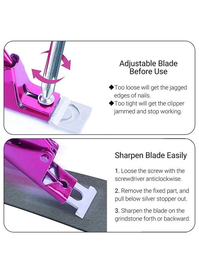 MelodySusie Acrylic Nail Clippers, Professional Nail Clippers Cutters for Acrylic Nails Fake Nail Tips, Adjustable Stainless Nail Trimmer, Manicure Tool for Salon Home Nail Art, Plum