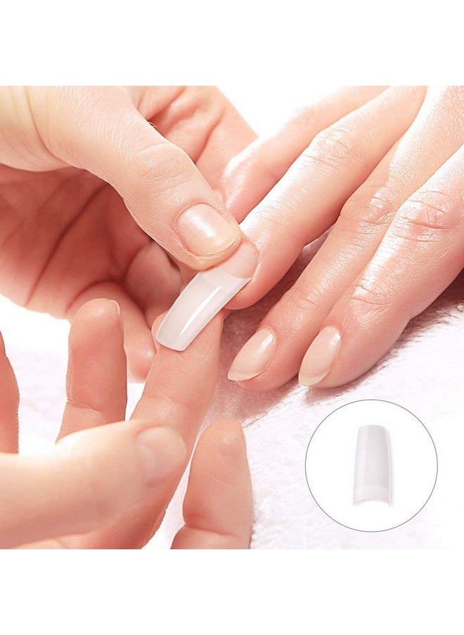 Beuniar Acrylic Nail Tips Natural 500Pcs French Artificial False Tip for Manicure Nails Art Salons & Home DIY