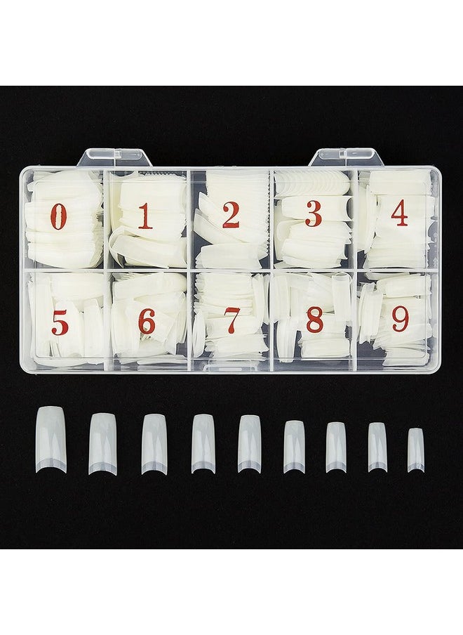 Beuniar Acrylic Nail Tips Natural 500Pcs French Artificial False Tip for Manicure Nails Art Salons & Home DIY