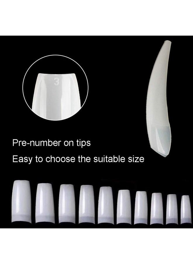 Beuniar Acrylic Nail Tips Natural 500Pcs French Artificial False Tip for Manicure Nails Art Salons & Home DIY