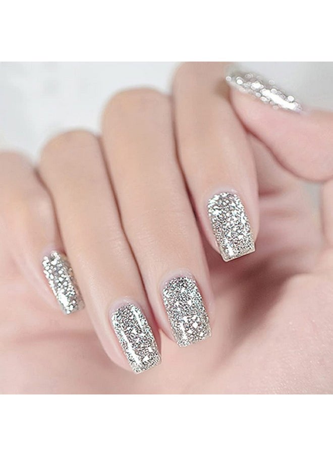 Vishine Gel Nail Polish 15ml, Glitter Silver Sparkle Shiny Color Soak Off UV LED Long-Lasting Nail Gel Polish Nail Art Home DIY Manicure Nail Salon Varnish #922