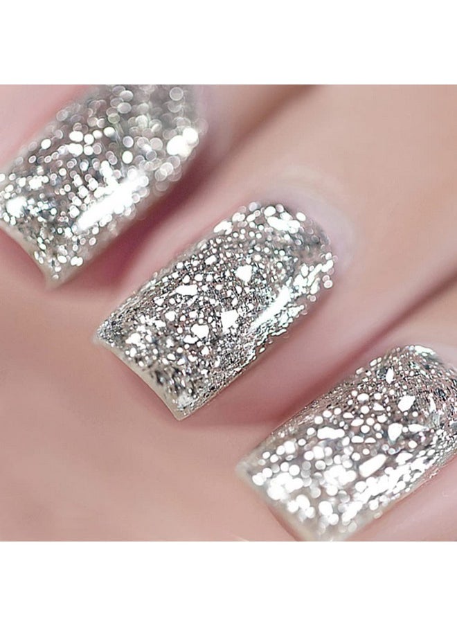 Vishine Gel Nail Polish 15ml, Glitter Silver Sparkle Shiny Color Soak Off UV LED Long-Lasting Nail Gel Polish Nail Art Home DIY Manicure Nail Salon Varnish #922