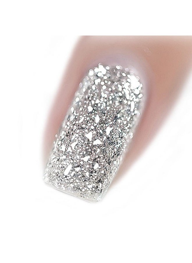 Vishine Gel Nail Polish 15ml, Glitter Silver Sparkle Shiny Color Soak Off UV LED Long-Lasting Nail Gel Polish Nail Art Home DIY Manicure Nail Salon Varnish #922
