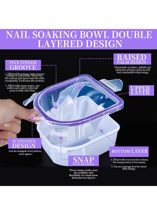 FANDAMEI Nail Soaking Bowl, Nail Soak Off Bowl, Gel Nail Polish Remover Kit, Nail Soaking Bowl For Acrylic Nails, Dip Powder Remover Tools, Nail Remover Bowl, Manicure Bowls Nail Soaking, Cuticle Kit