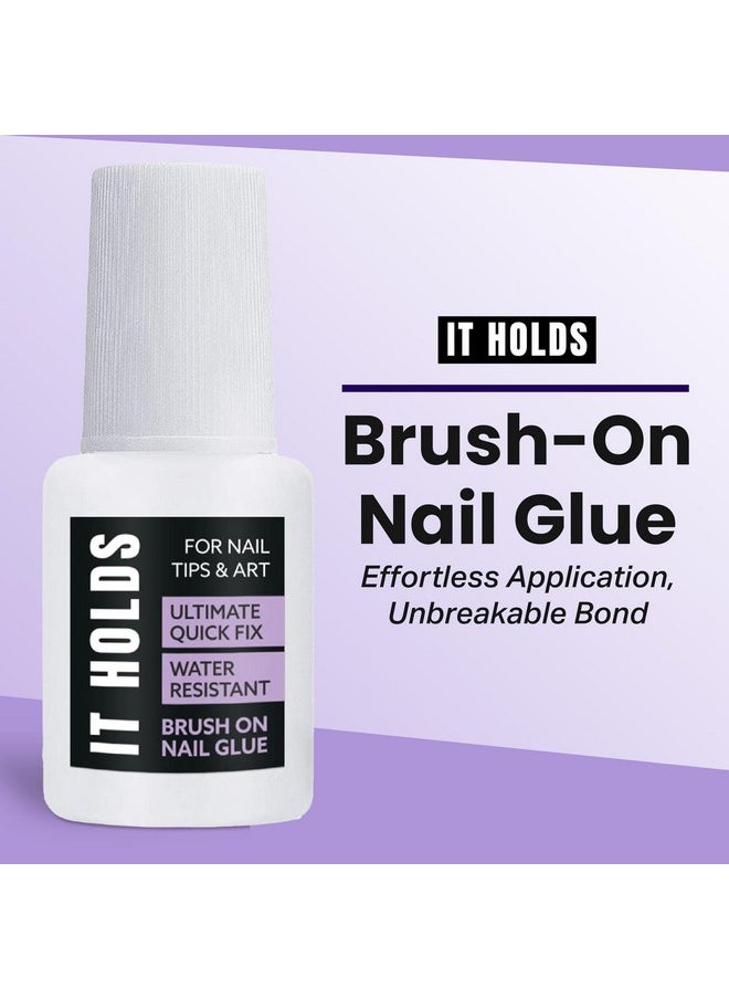 Brush On Nail Glue for Press On Nails, Extra Strong Nail Glue for Acrylic Nails, Waterproof Nail Glue for Fake Nails Long Lasting Nail Glue, Professional Nail Glue for Nail Tips (8ml)