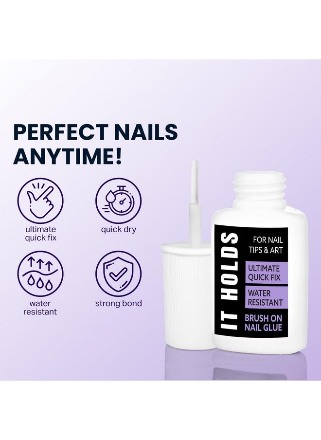 Brush On Nail Glue for Press On Nails, Extra Strong Nail Glue for Acrylic Nails, Waterproof Nail Glue for Fake Nails Long Lasting Nail Glue, Professional Nail Glue for Nail Tips (8ml)