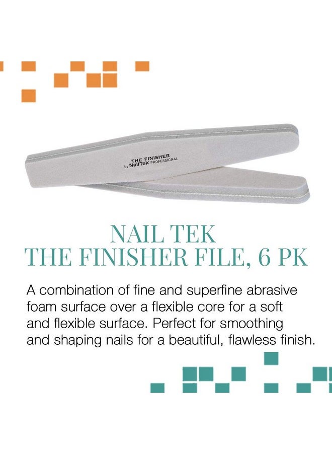 Nail Tek The Finisher File, Professional Double-sided 240/400 Grit Nail File to Shape and Smooth Acrylic, Gel, and Natural Nails, Nail Polish Remover, Must-Have Manicure and Pedicure Kit Tool, 6 Pack