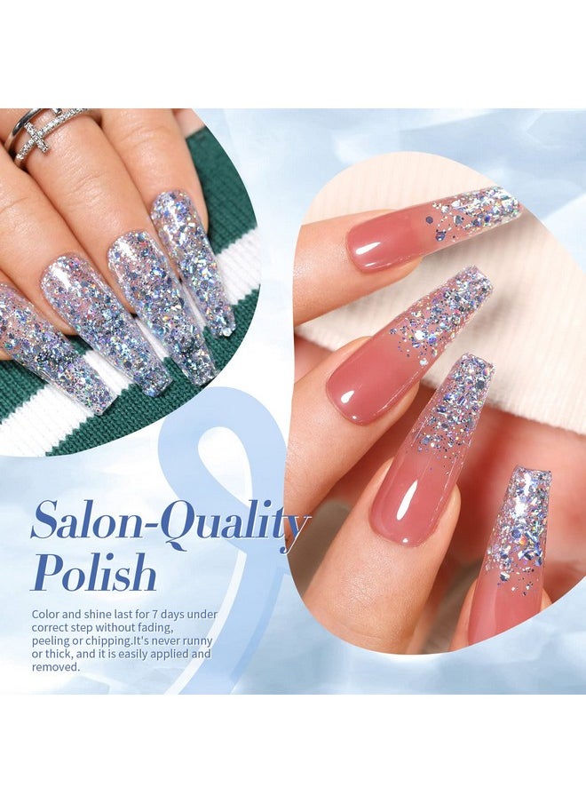 Born Pretty Holographic Nail Polish Silver Glitter Sequins Nail Polish 10ML