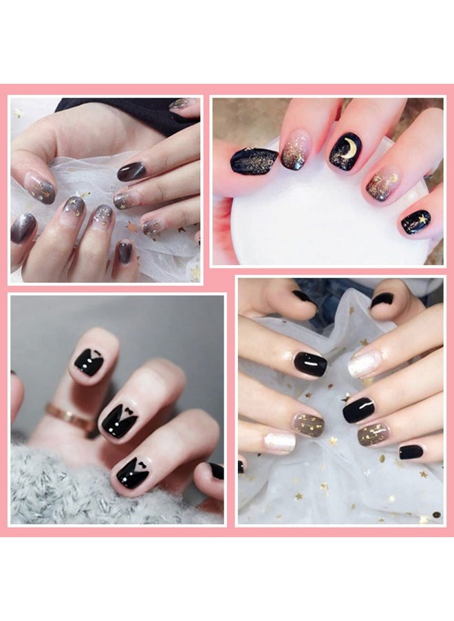 SILPECWEE 20 Sheets Black Style Nail Wraps for Women Stick on Nail Polish Strips Glitter Solid Color Self Adhesive Nail Polish Stickers Fingernail Manicure Sticker Nail Art with 1pc Nail File