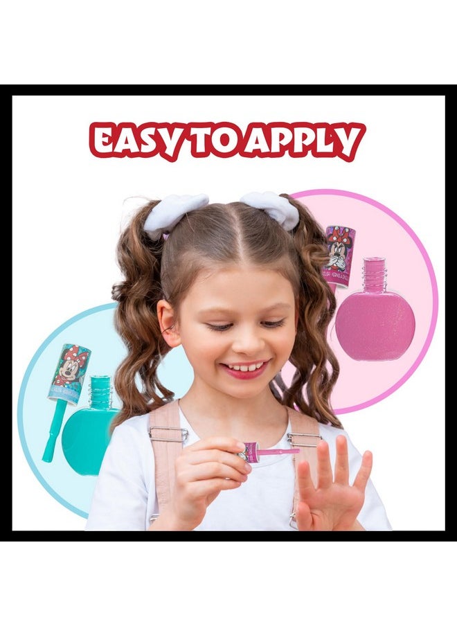 Townley Girl Disney Minnie Mouse 18 Piece Water-Based Nail Polish Set, Quick Dry and Peels-Off, Nail Paint Set for Girls, Perfect for Parties, Sleepovers and Makeovers, Ages 3