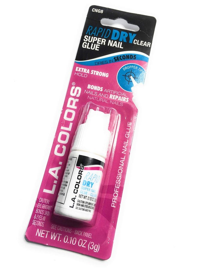 (1) LA Colors Rapid Dry Clear Super Nail Glue (.10 oz) Extra Strong Hold