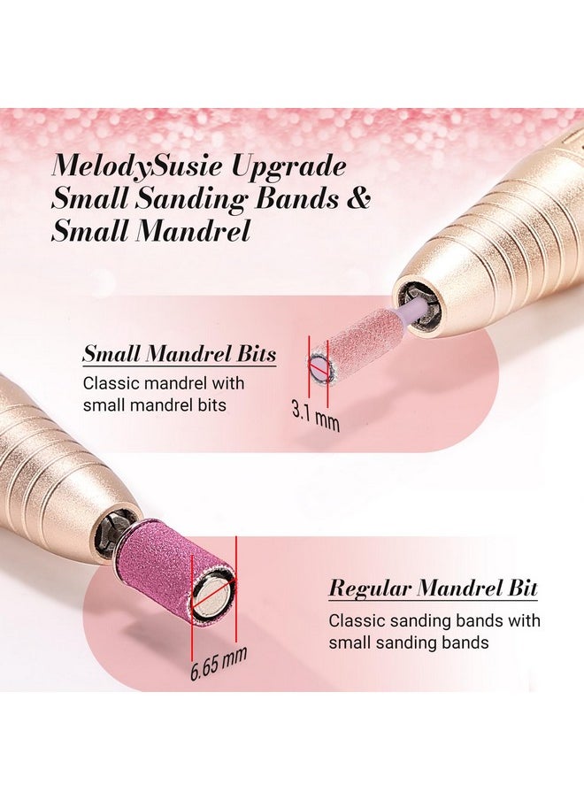 MelodySusie 50 Pcs Nail Drill Bits Small Sanding Bands with 3.1mm Mandrel Bit, 180 Fine Grit Nail File for Acrylic Nails Gel Manicures and Pedicure, Pink