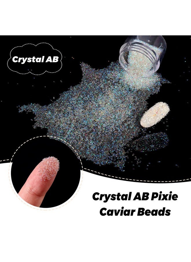 Laza 2 Colors Caviar Beads Nails Micro Pixie Beads 0.6-0.8mm Glass Bubble Beads Iridescent Water Droplets Bubble Beads Crystals Nail Beads for 3D Nail Art Decorations Nail Designs