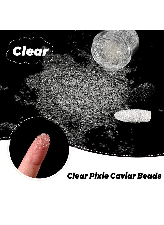 Laza 2 Colors Caviar Beads Nails Micro Pixie Beads 0.6-0.8mm Glass Bubble Beads Iridescent Water Droplets Bubble Beads Crystals Nail Beads for 3D Nail Art Decorations Nail Designs
