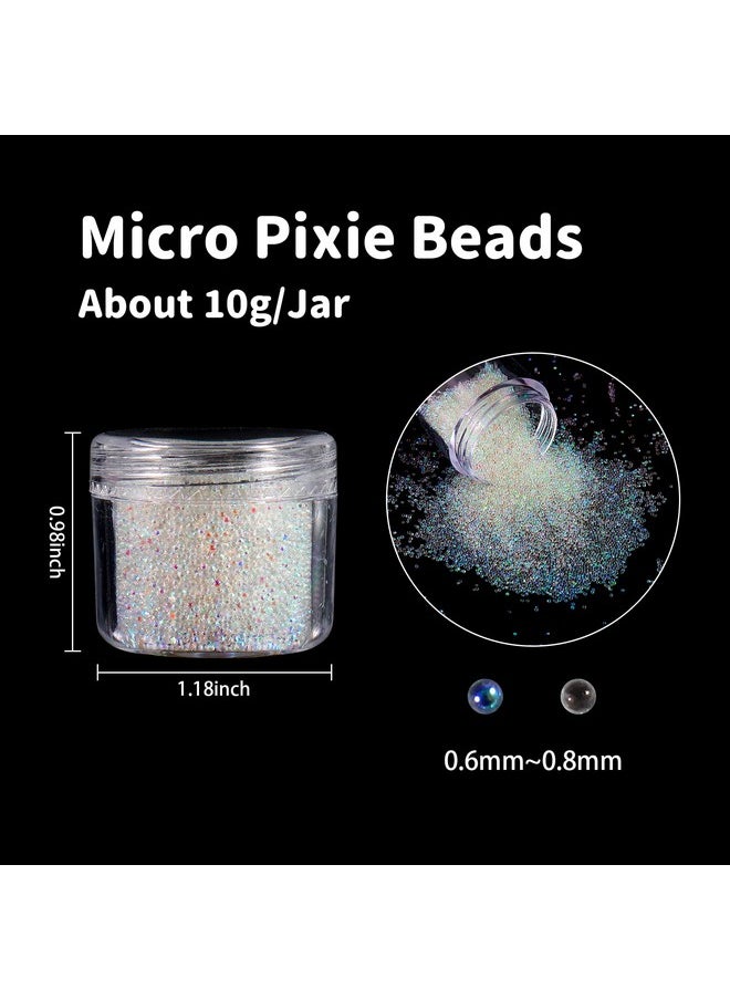 Laza 2 Colors Caviar Beads Nails Micro Pixie Beads 0.6-0.8mm Glass Bubble Beads Iridescent Water Droplets Bubble Beads Crystals Nail Beads for 3D Nail Art Decorations Nail Designs